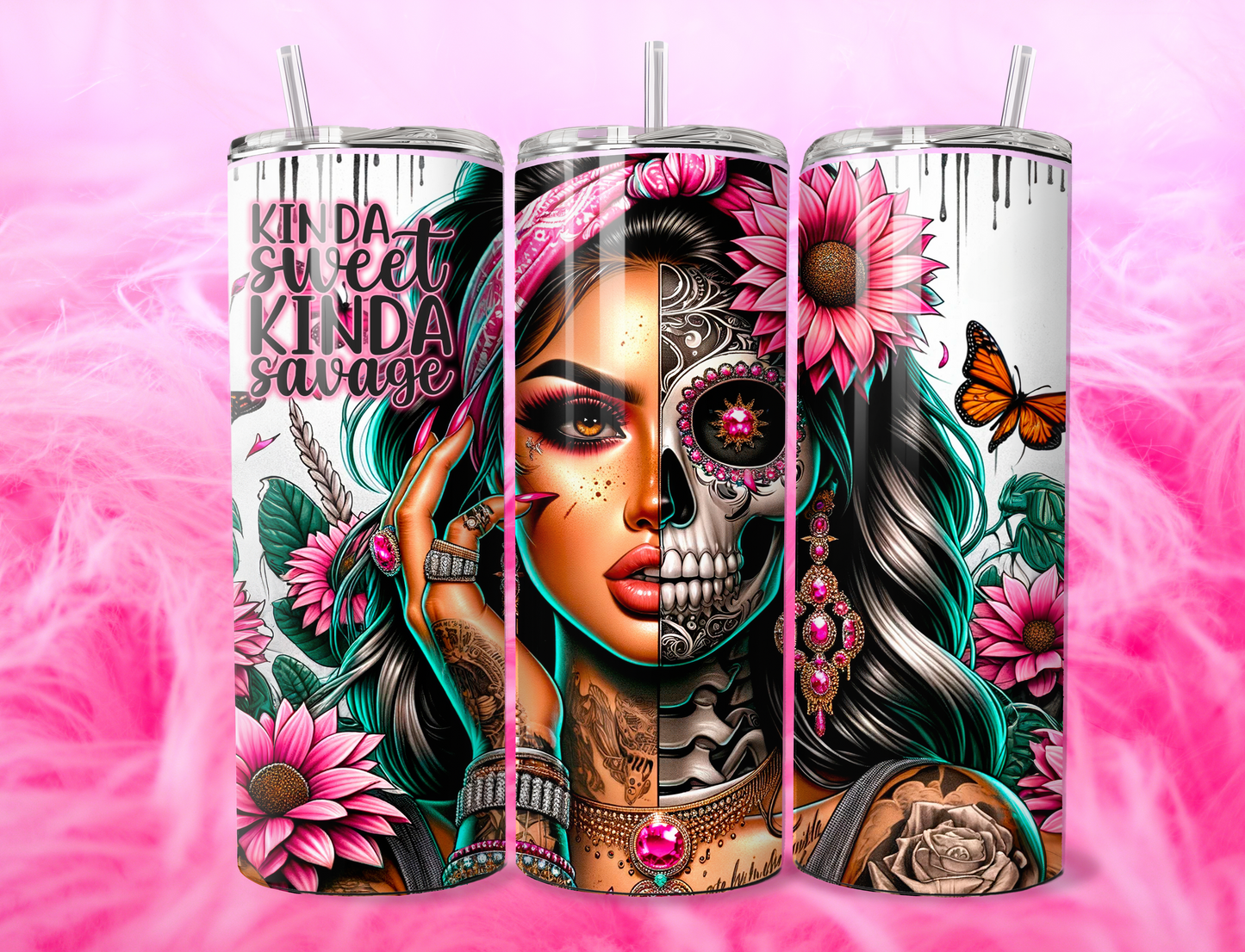 READY TO PRESS 20oz TUMBLER WRAP PRINT KINDA SWEET KINDA SAVAGE