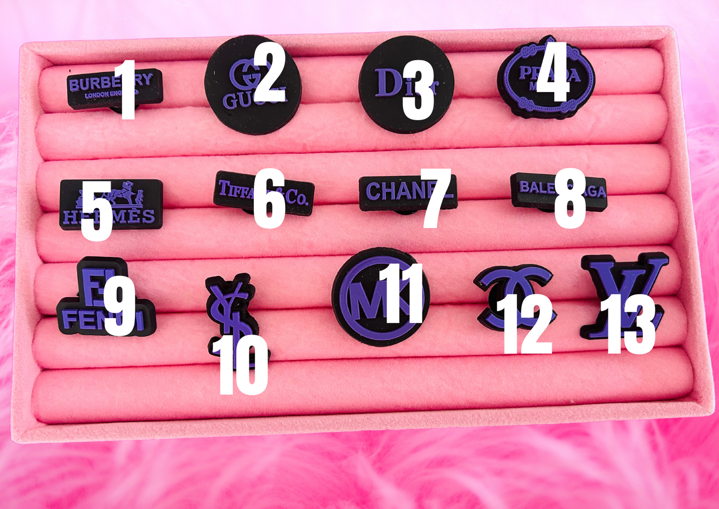 Purple & Black PVC Charms