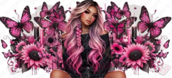 Pink Girl Flowers 16oz UVDTF Wrap