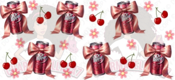 Dr Pep Can Bows, Cherries & Flowers 16oz UVDTF Wrap