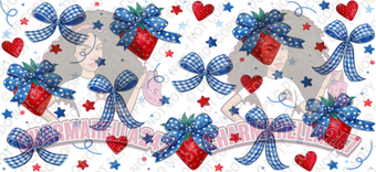 Hearts & Blue Gingham Bows 16oz UVDTF Wrap