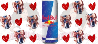 R-Bulls Diagonal Cans With Bows & Red Full Hearts 16oz UVDTF Wrap