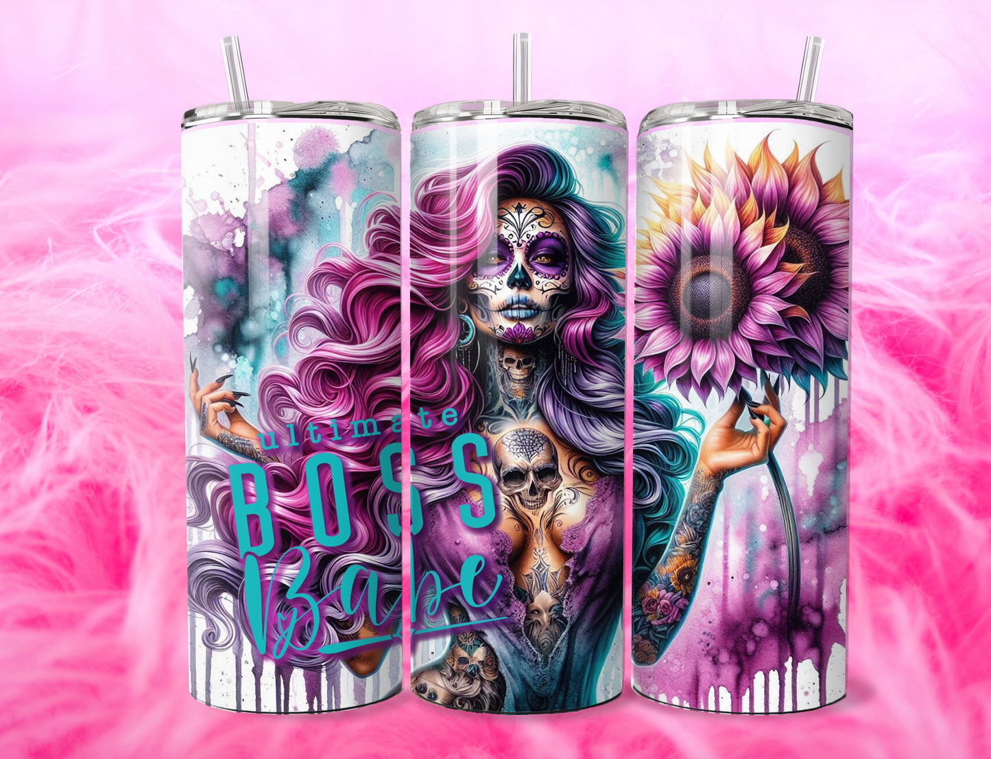 READY TO PRESS 20oz TUMBLER WRAP PRINT BADDIE BOSS BABE