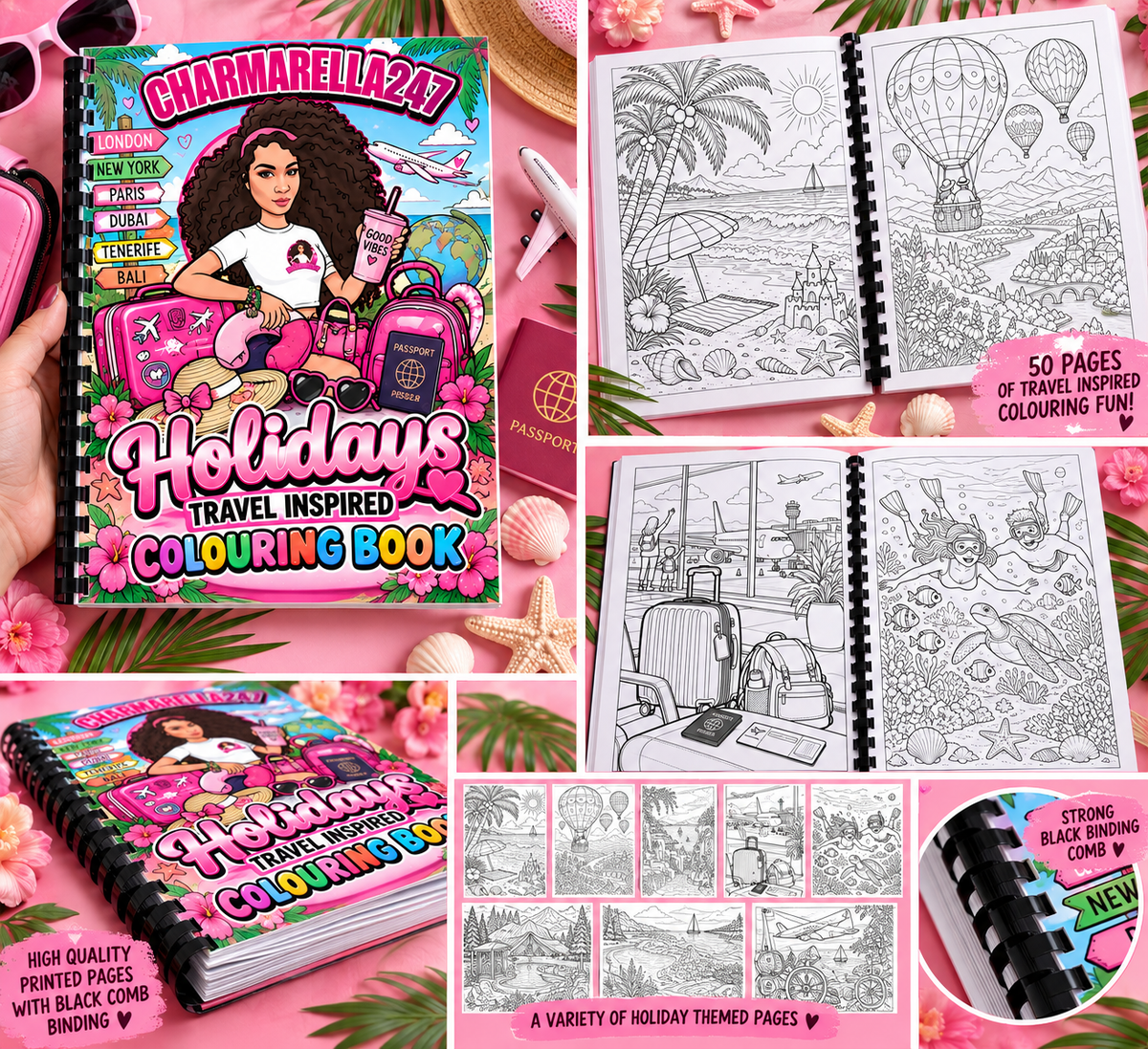 Holidays & Travel A4 Colouring Book