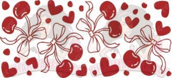 Red Hearts & Cherries & Bows 16oz UVDTF Wrap