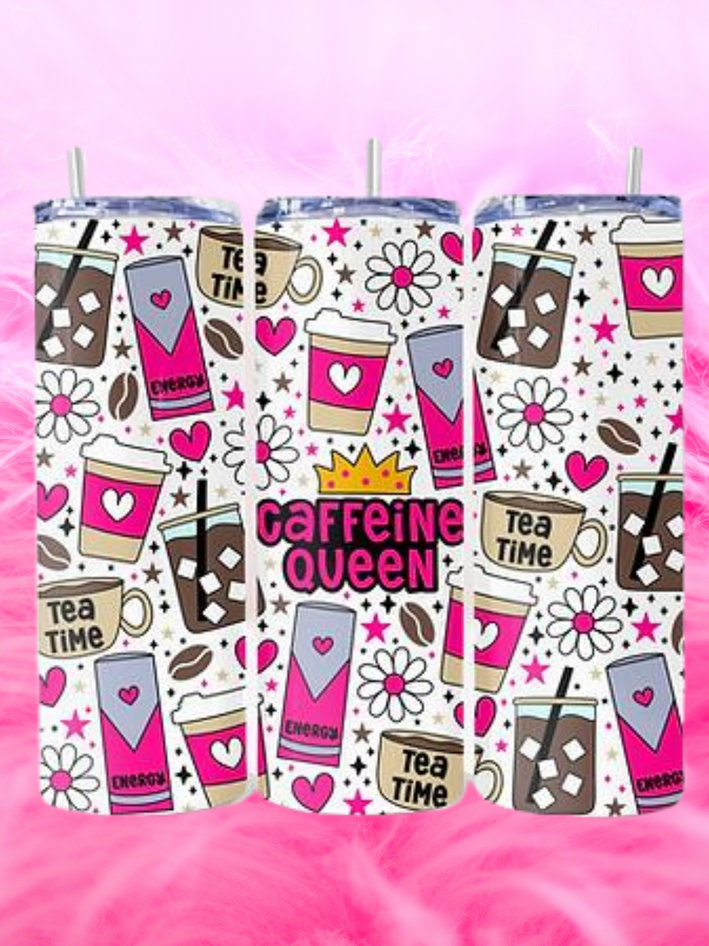 READY TO PRESS 20oz TUMBLER WRAP PRINT CAFFEINE QUEEN