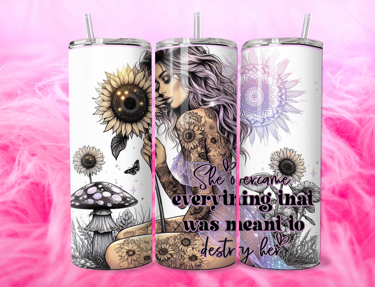 READY TO PRESS 20oz TUMBLER WRAP PRINT SHE OVERCAME EVERYTHING