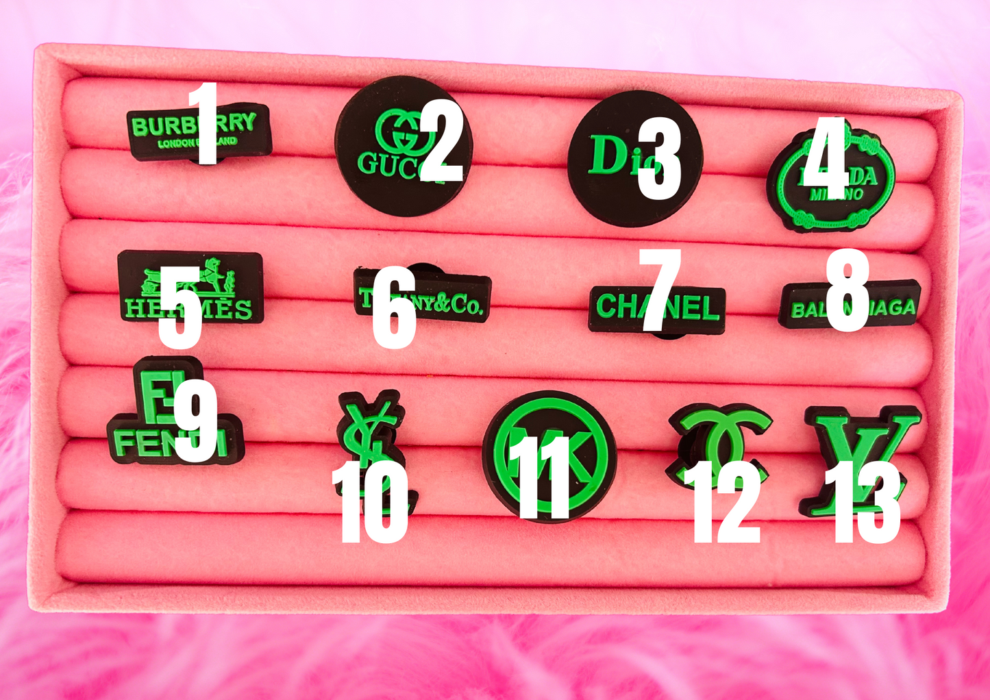 Green & Black PVC Charms