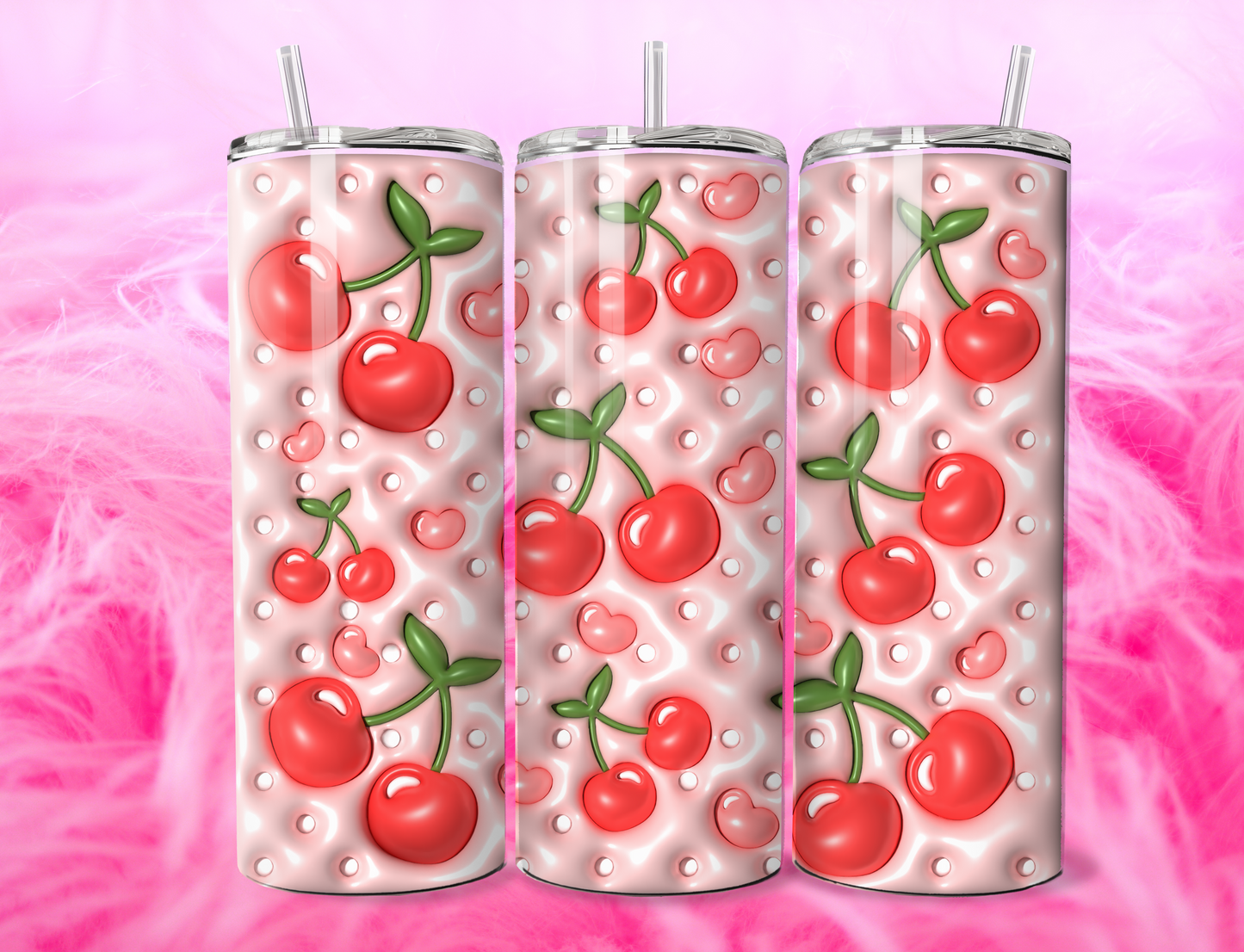 READY TO PRESS 20oz TUMBLER WRAP PRINT CHERRIES