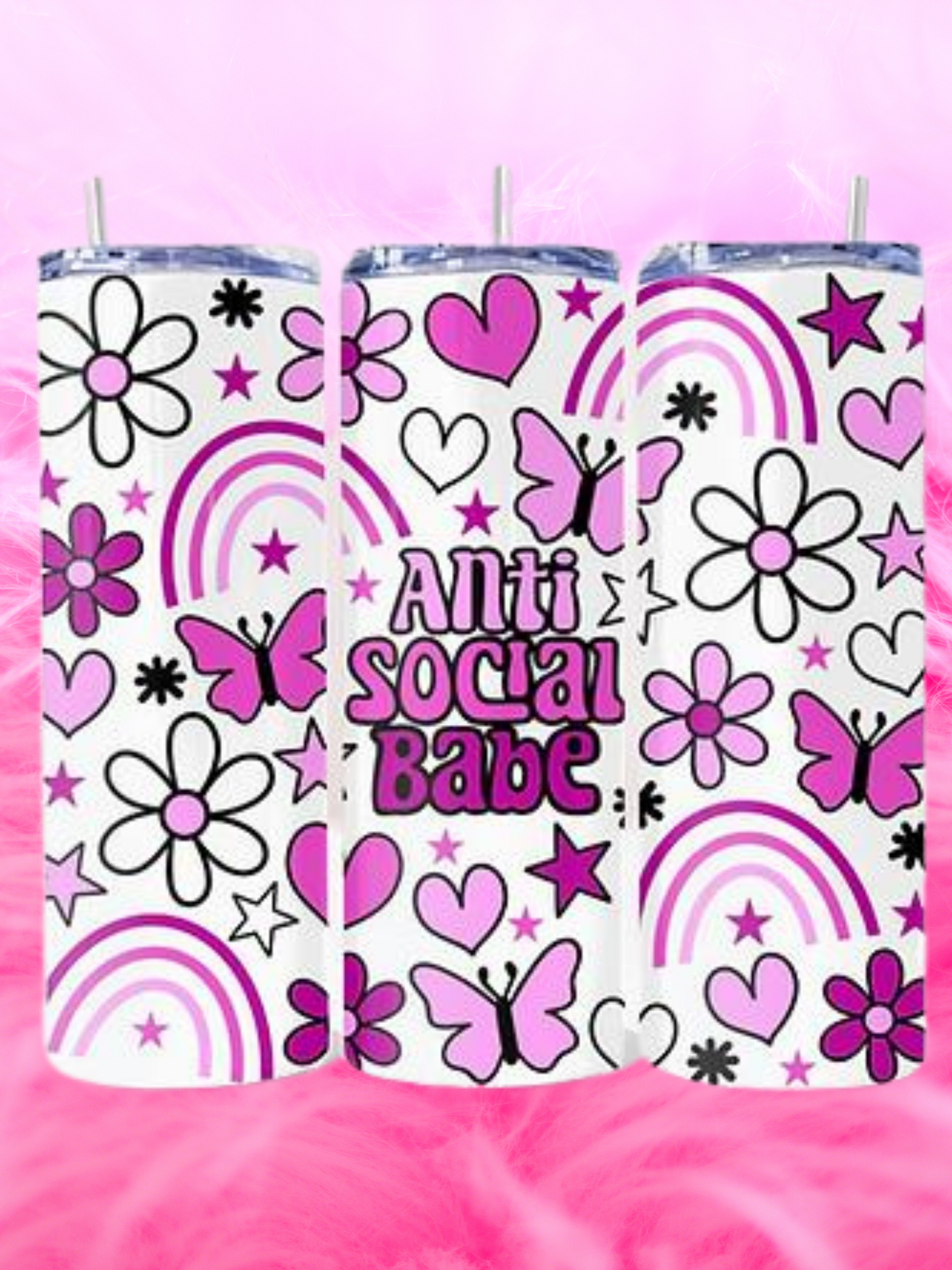 READY TO PRESS 20oz TUMBLER WRAP PRINT ANTI SOCIAL BABE