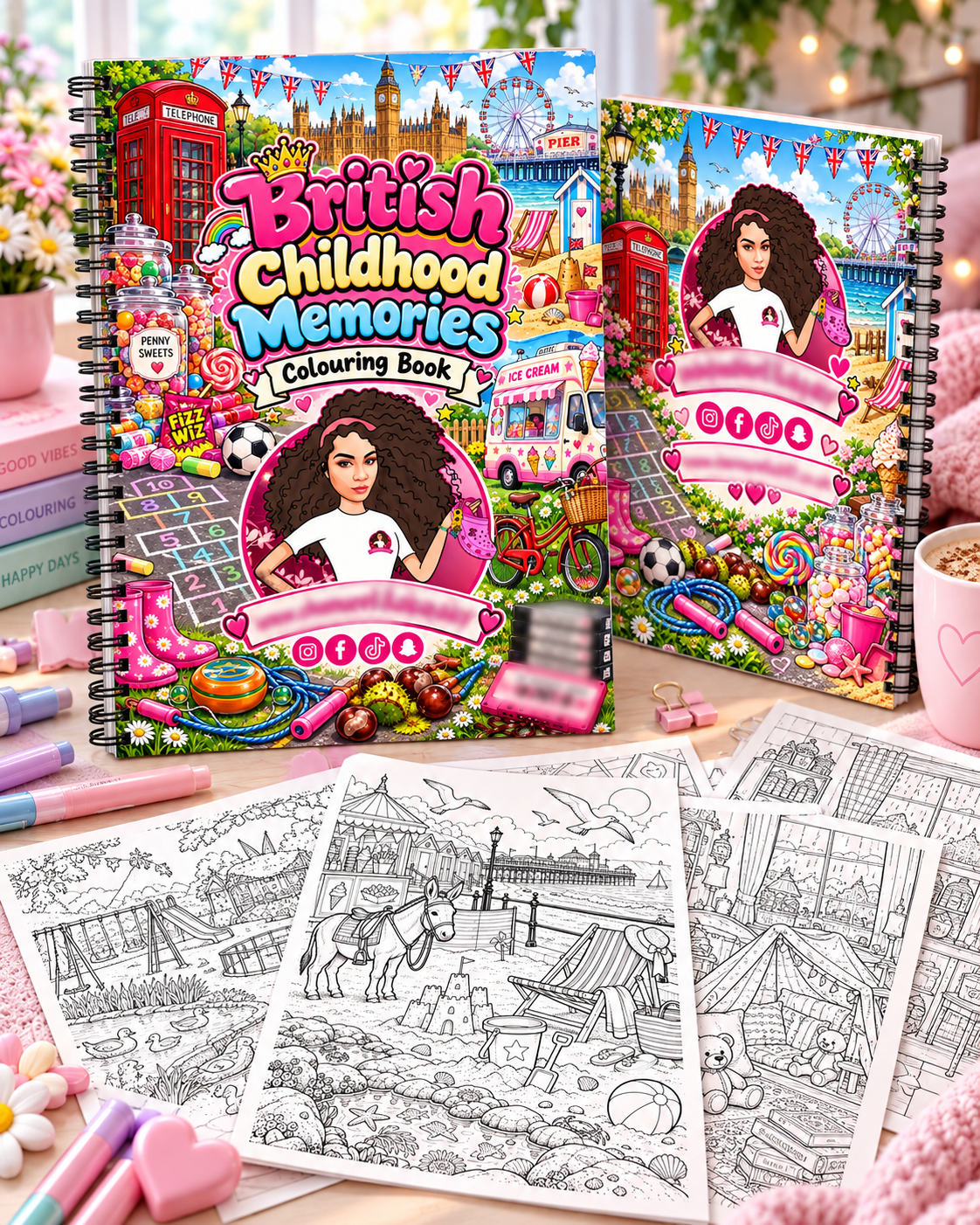 British Childhood Memories A4 Colouring Book