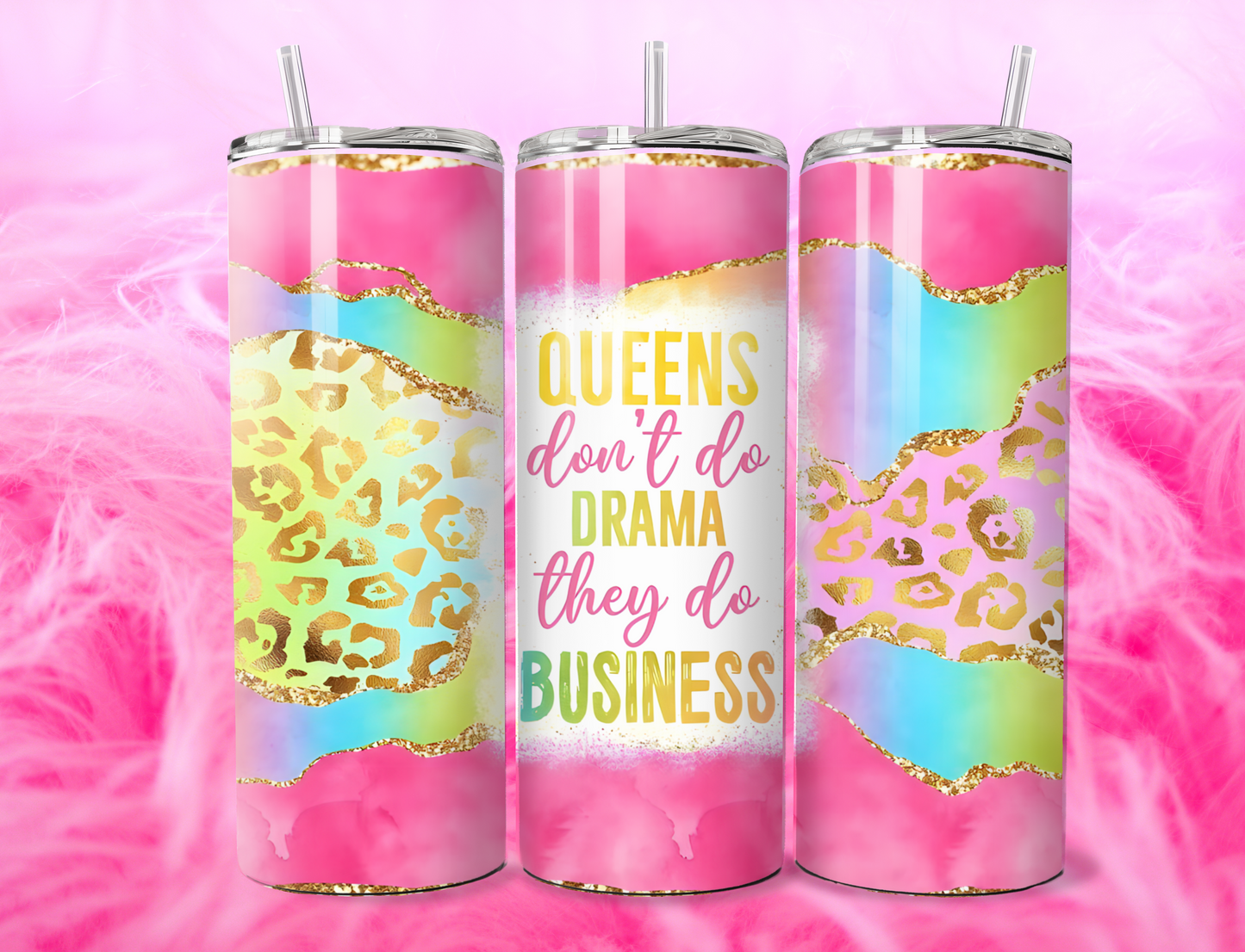 READY TO PRESS 20oz TUMBLER WRAP PRINT QUEENS DONT DO DRAMA