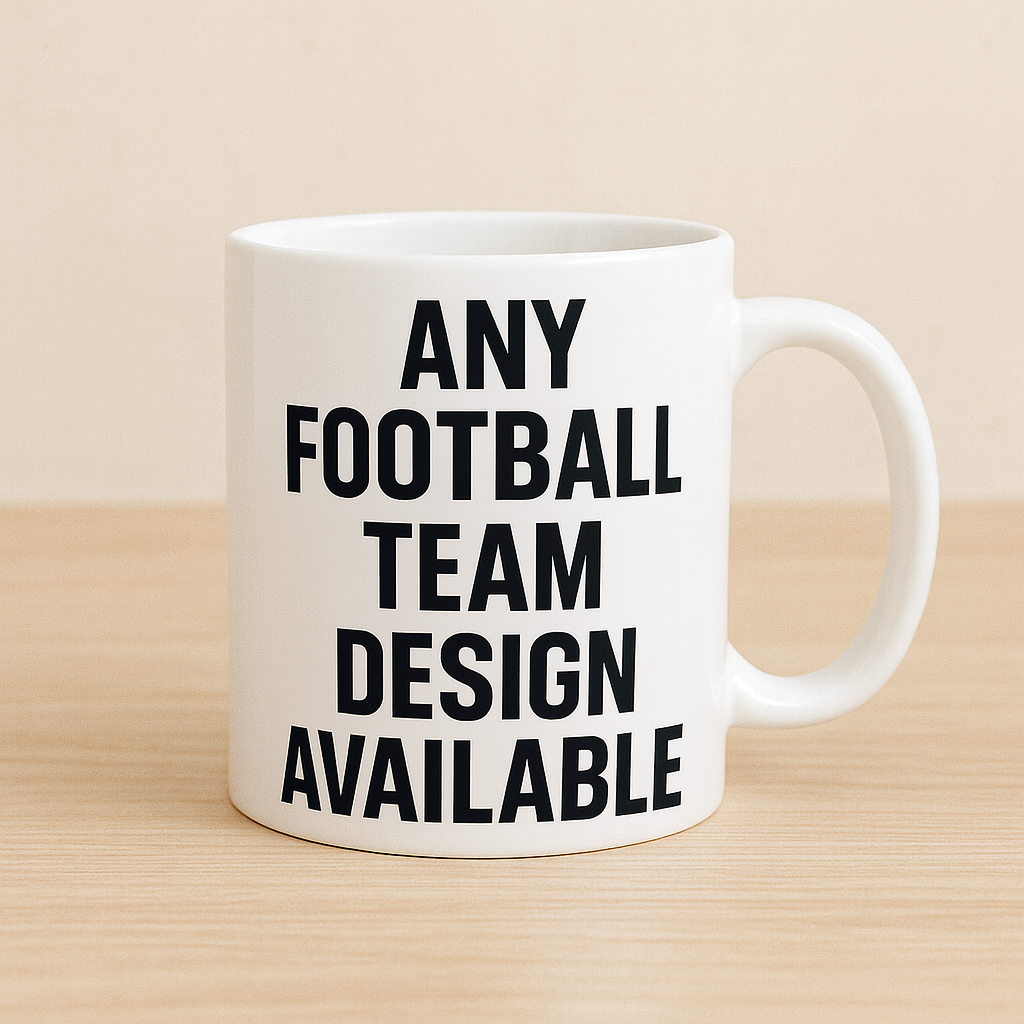 Custom Football Team Mug – 11oz Personalised Supporter Cup – Any Football Team Design Available