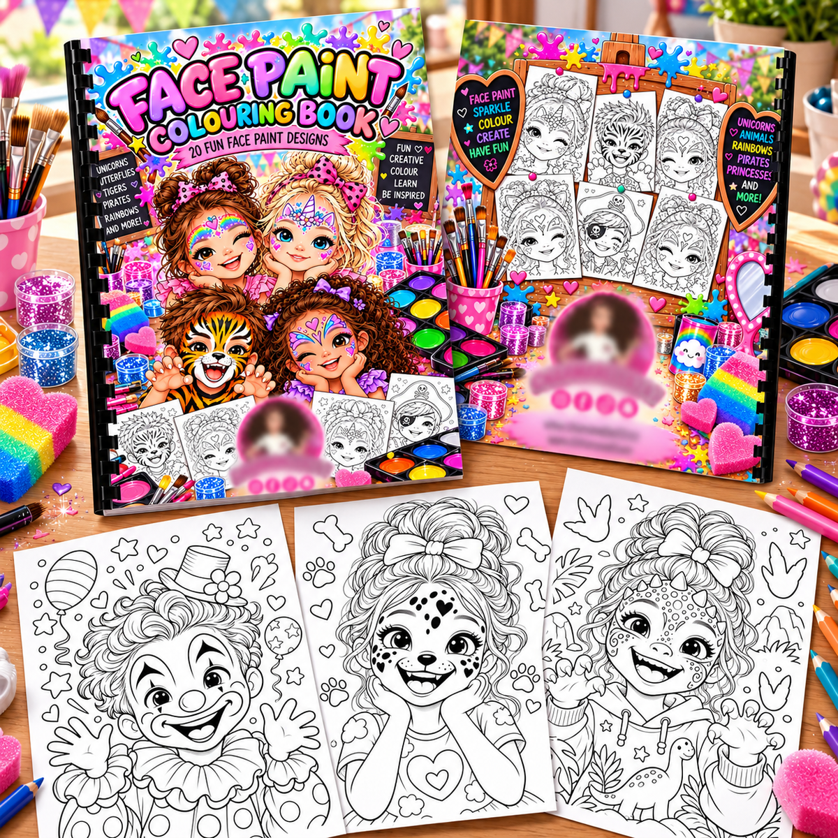 Face Painting A4 Colouring Book