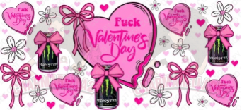 Fck Valentines Day Monster Bow Drink 16oz UVDTF Wrap