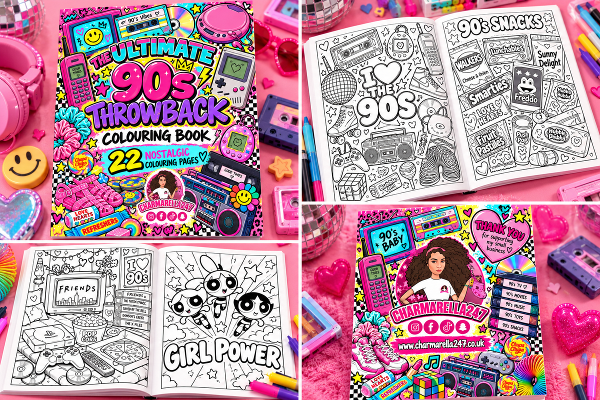 90s Nostalgia A4 Colouring Book