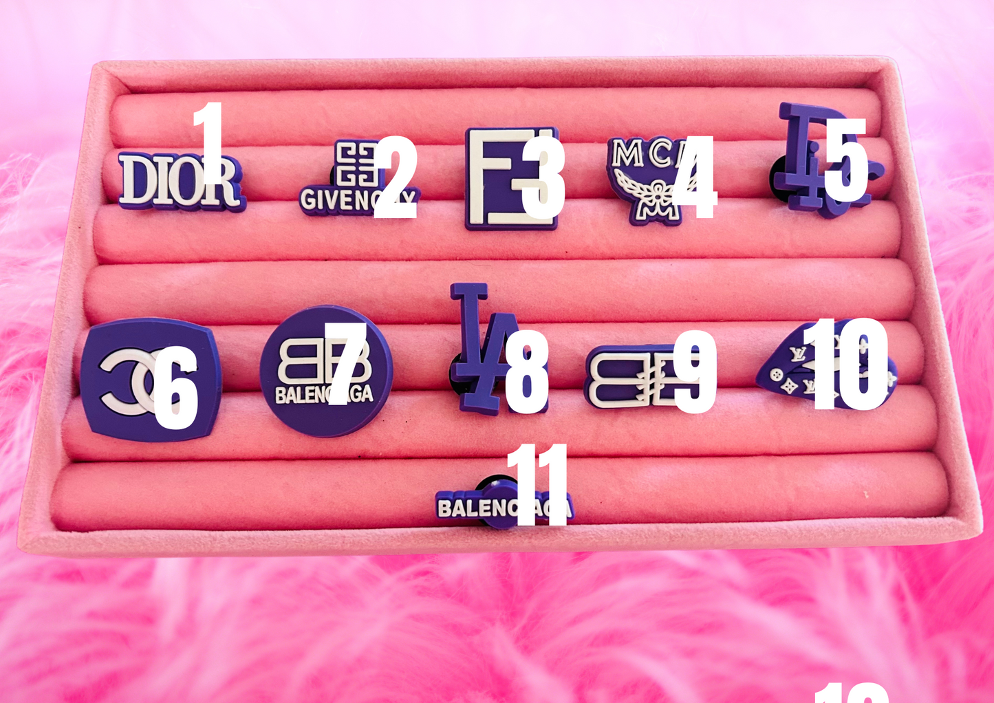 Purple & White PVC Charms