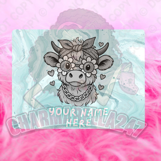Highland Cow Blue Chopping Board