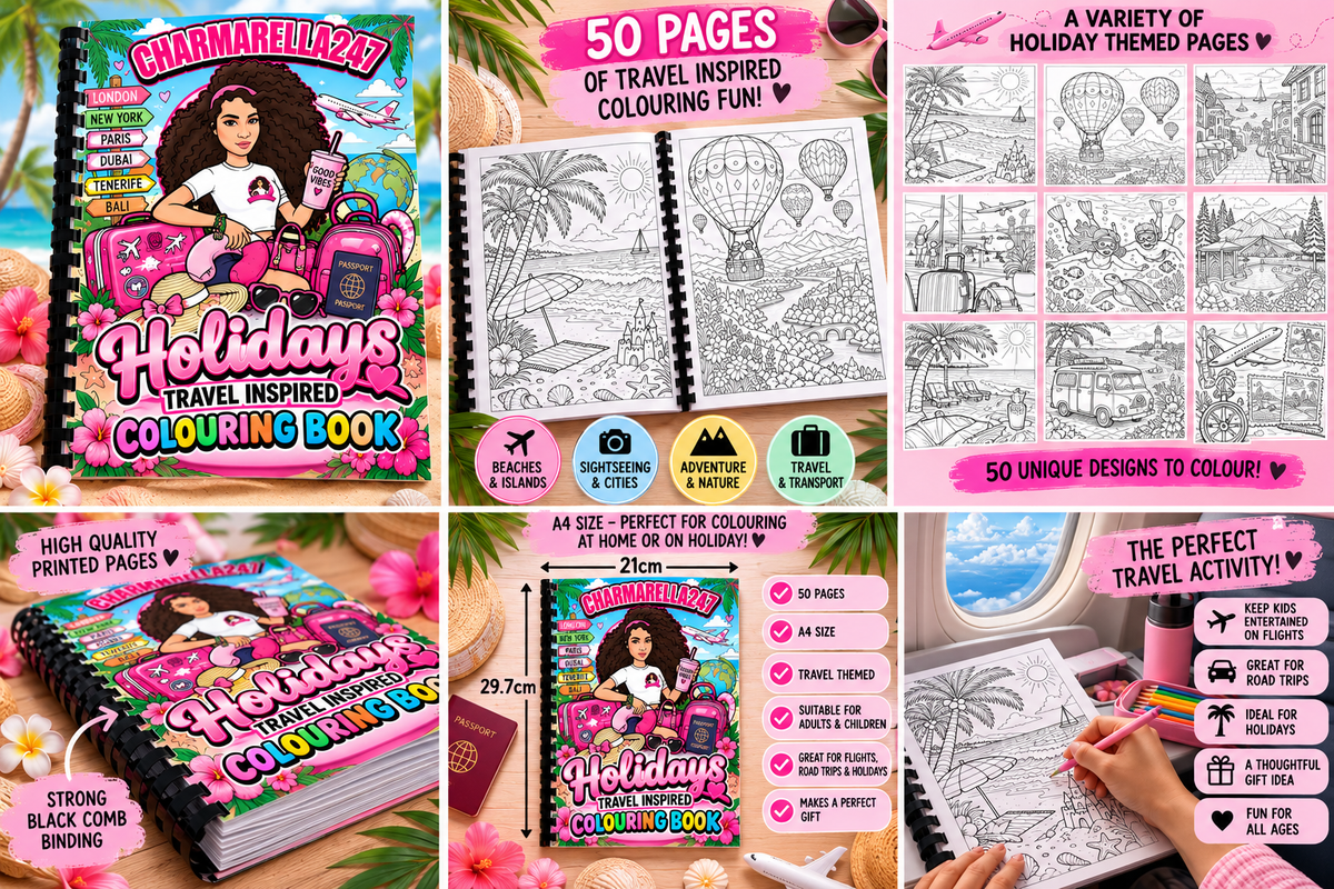 Holidays & Travel A4 Colouring Book