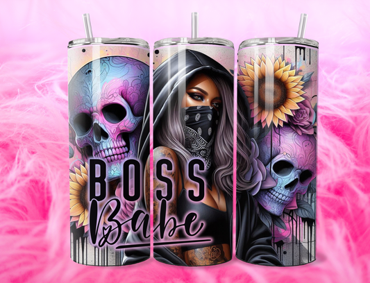 READY TO PRESS 20oz TUMBLER WRAP PRINT BADDIE BOSS BABE