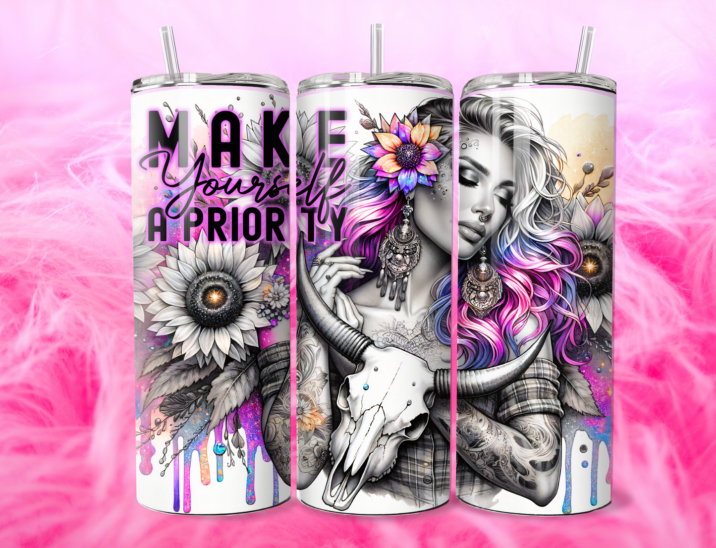 READY TO PRESS 20oz TUMBLER WRAP PRINT MAKE YOURSELF A PRIORITY
