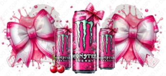 Pink Mons-ter Can With Big Bows 16oz UVDTF Wrap