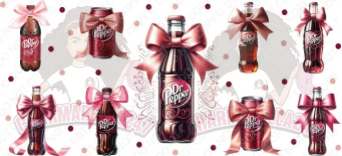 D Pepper Glass Bow On Bottle 16oz UVDTF Wrap