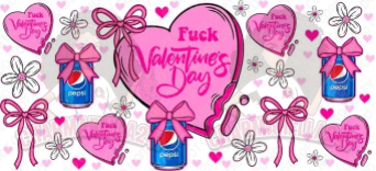 Fck Valentines Day Pepsi Bow Drink 16oz UVDTF Wrap