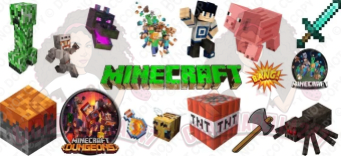 Mine-Craft Characters With Pig 16oz UVDTF Wrap