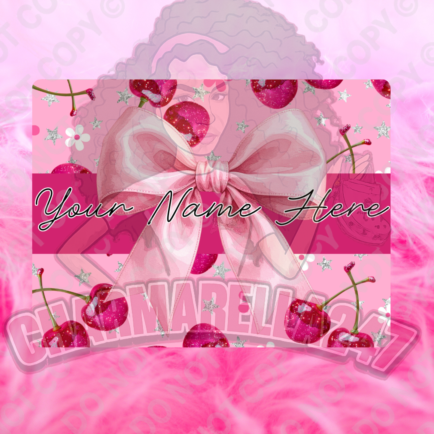 Pink Girly Cherries & Bow Chopping Board
