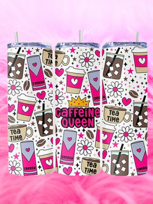 READY TO PRESS 20oz TUMBLER WRAP PRINT CAFFEINE QUEEN