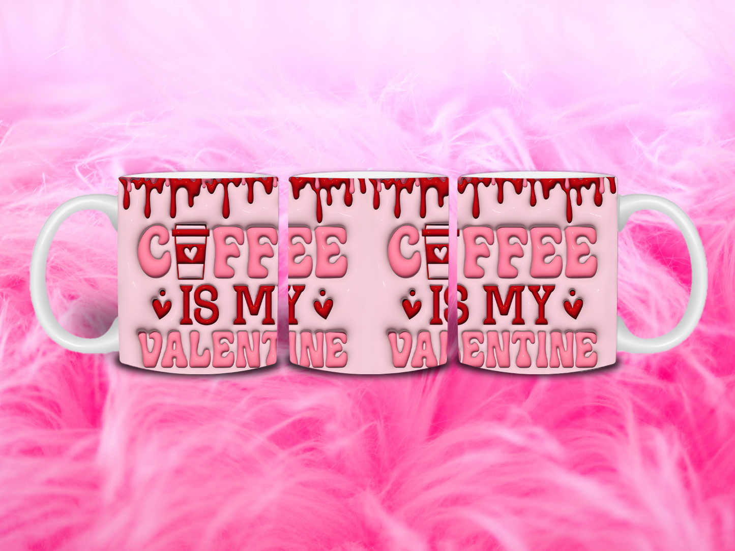 Coffee Is My Valentine Pink Inflated 11oz Mug