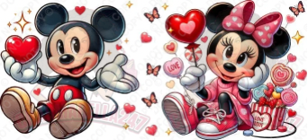 Mini & Mick-ey Red Love Heart Balloons 16oz UVDTF Wrap