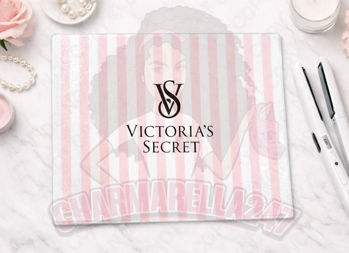 V-S Baby Pink & White Chopping Board