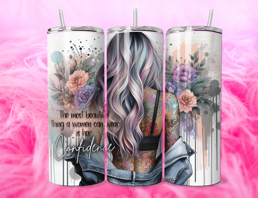 READY TO PRESS 20oz TUMBLER WRAP PRINT BEAUTIFUL WOMEN CONFIDENCE