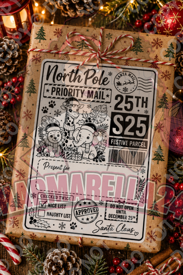 Personalised Christmas Festive 4x6 Parcel Labels – Pack of 10