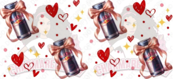 R-Bulls Diagonal Cans With Bows & Red Hearts 16oz UVDTF Wrap