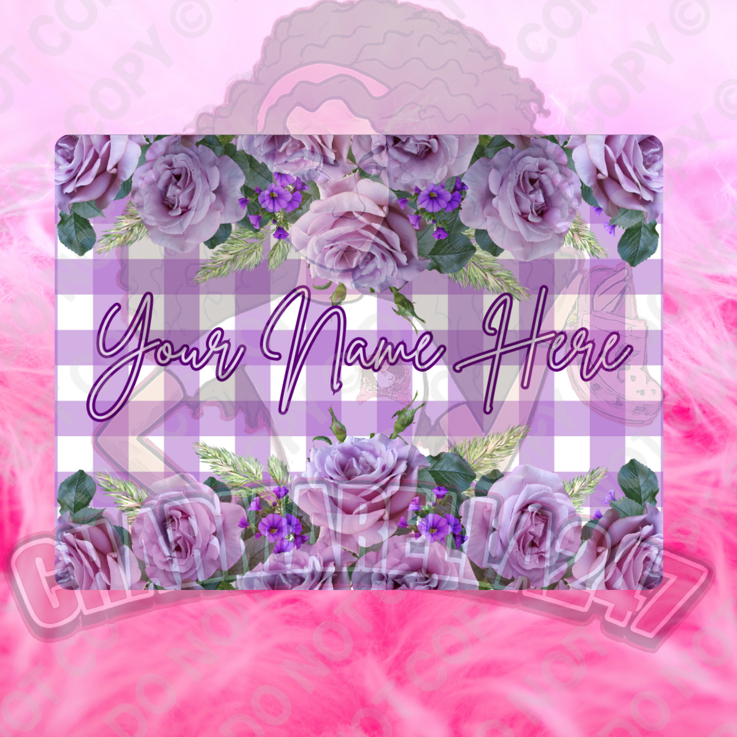 Purple Flowers Plaid Chopping Board