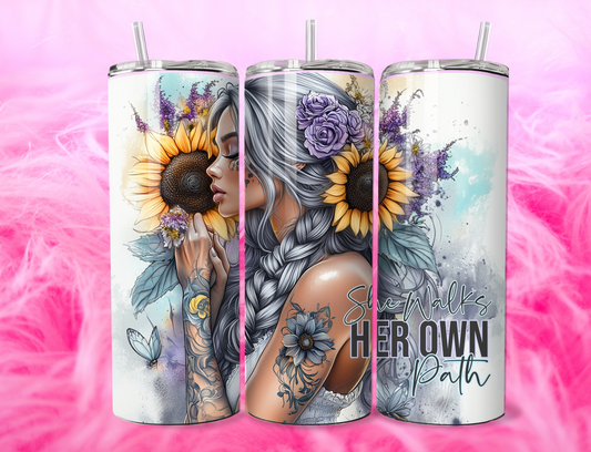 READY TO PRESS 20oz TUMBLER WRAP PRINT SHE WALKS HER OWN PATH