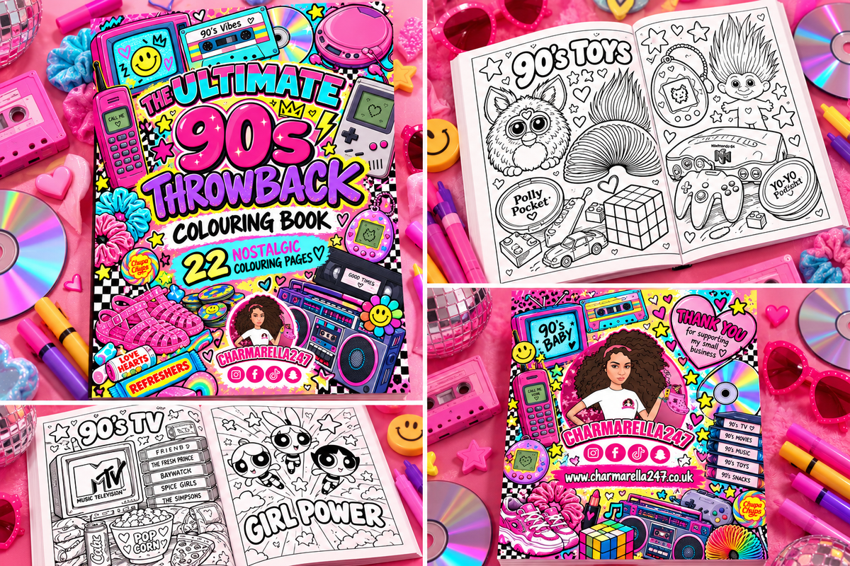 90s Nostalgia A4 Colouring Book