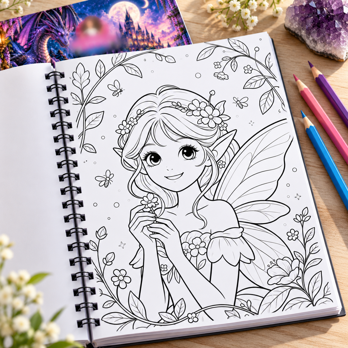 Mythical Creatures A4 Colouring Book