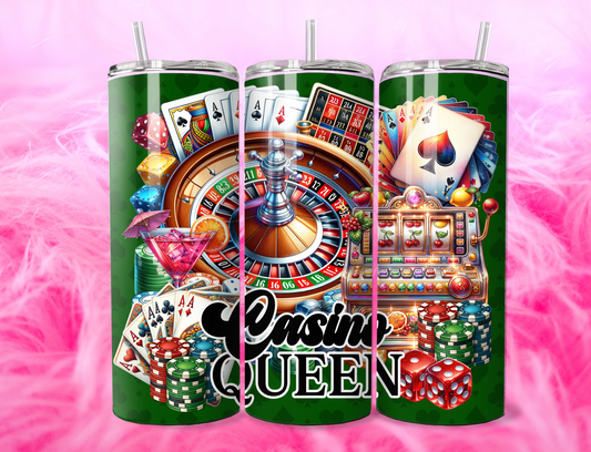 READY TO PRESS 20oz TUMBLER WRAP PRINT CASINO QUEEN