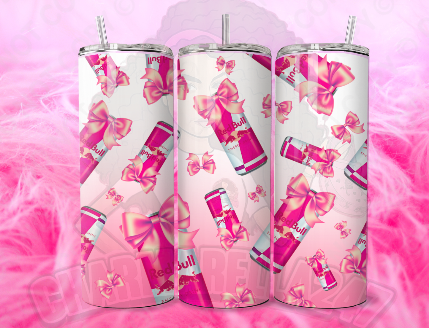 Darker Pink Red-Bull Bows 20oz Tumbler