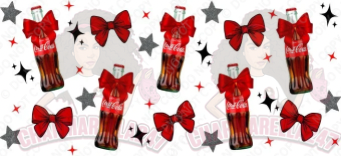 Cola Glass Bow Bottle Grey Stars 16oz UVDTF Wrap