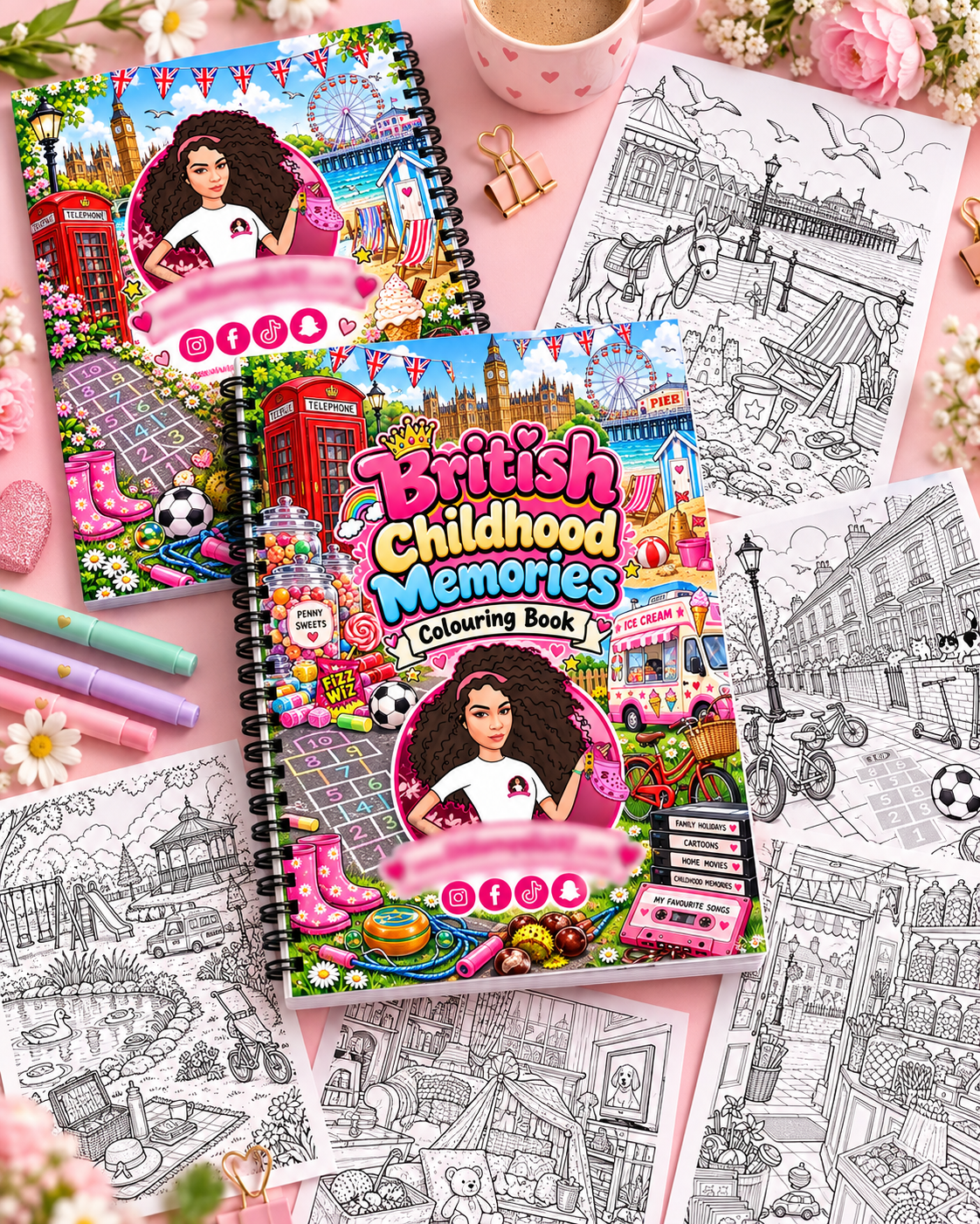 British Childhood Memories A4 Colouring Book
