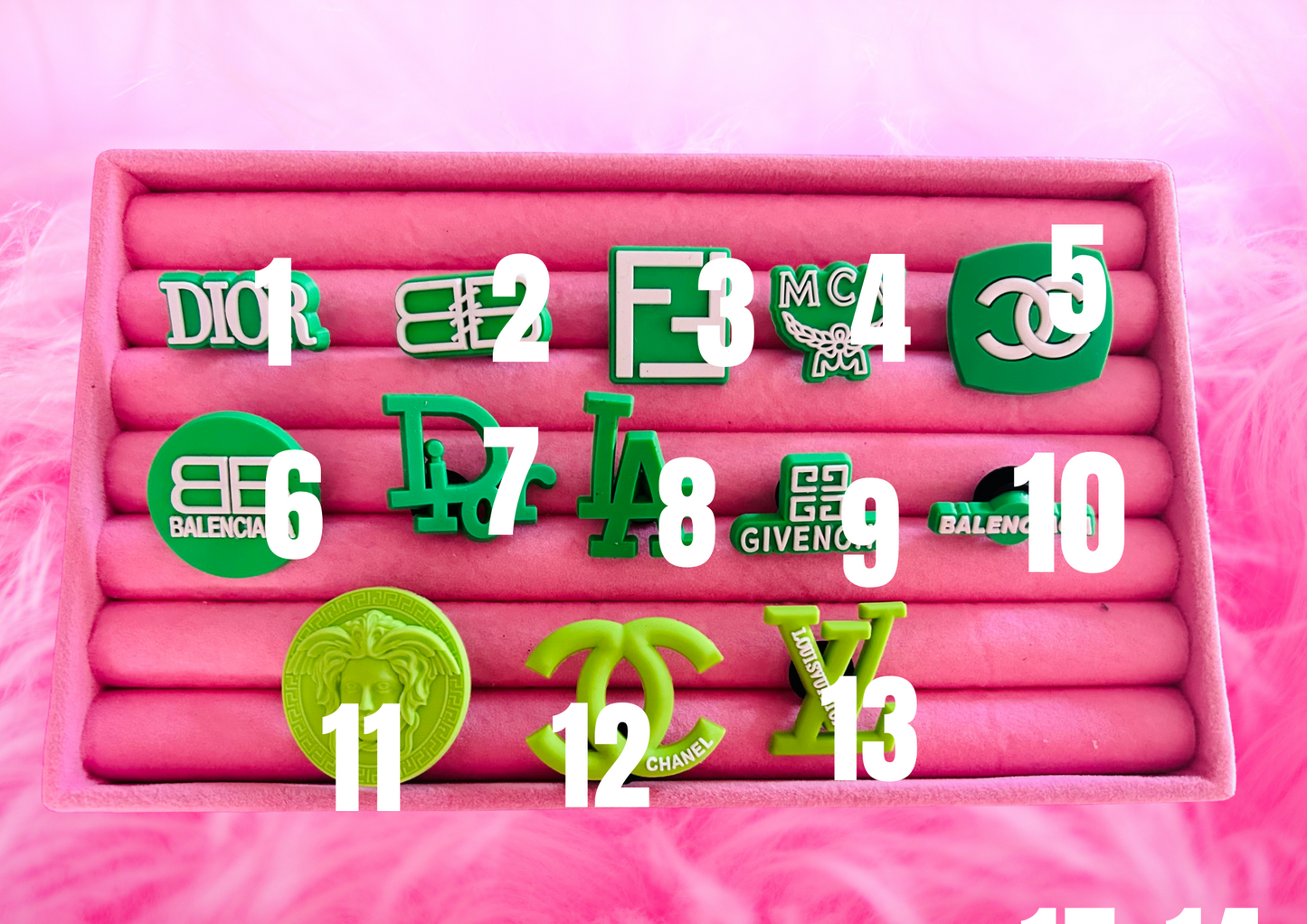Emerald Green & White PVC Charms