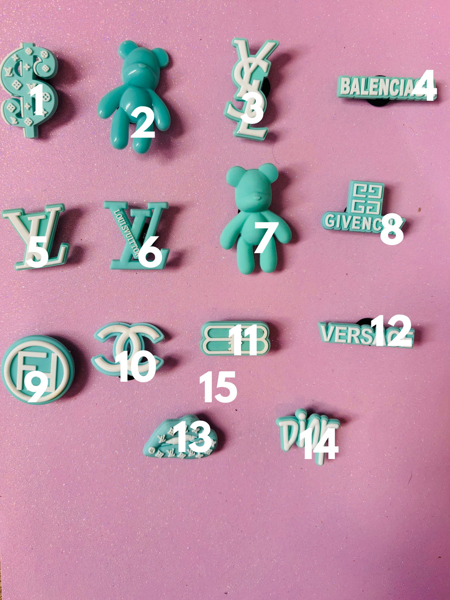 Teal/Aqua Bluey Green PVC Charms