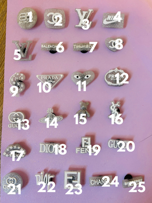 Silver Glitter PVC Charms