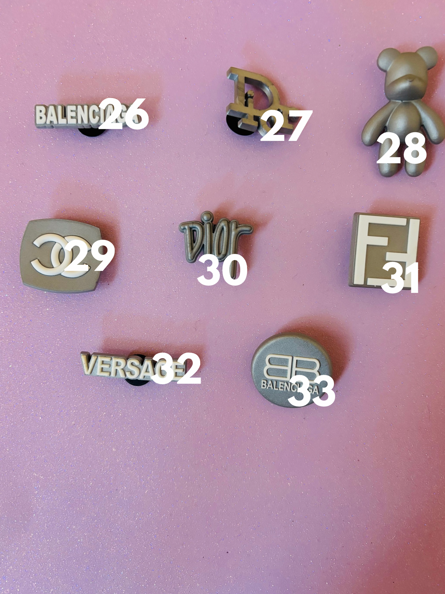 Silver Glitter PVC Charms