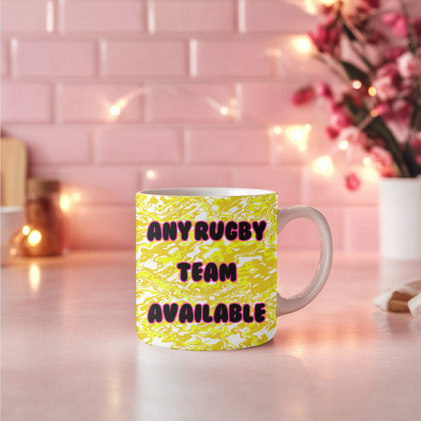 Custom Rugby Team Mug – 11oz Personalised Rugby Supporter Cup – Any Rugby Team Design Available